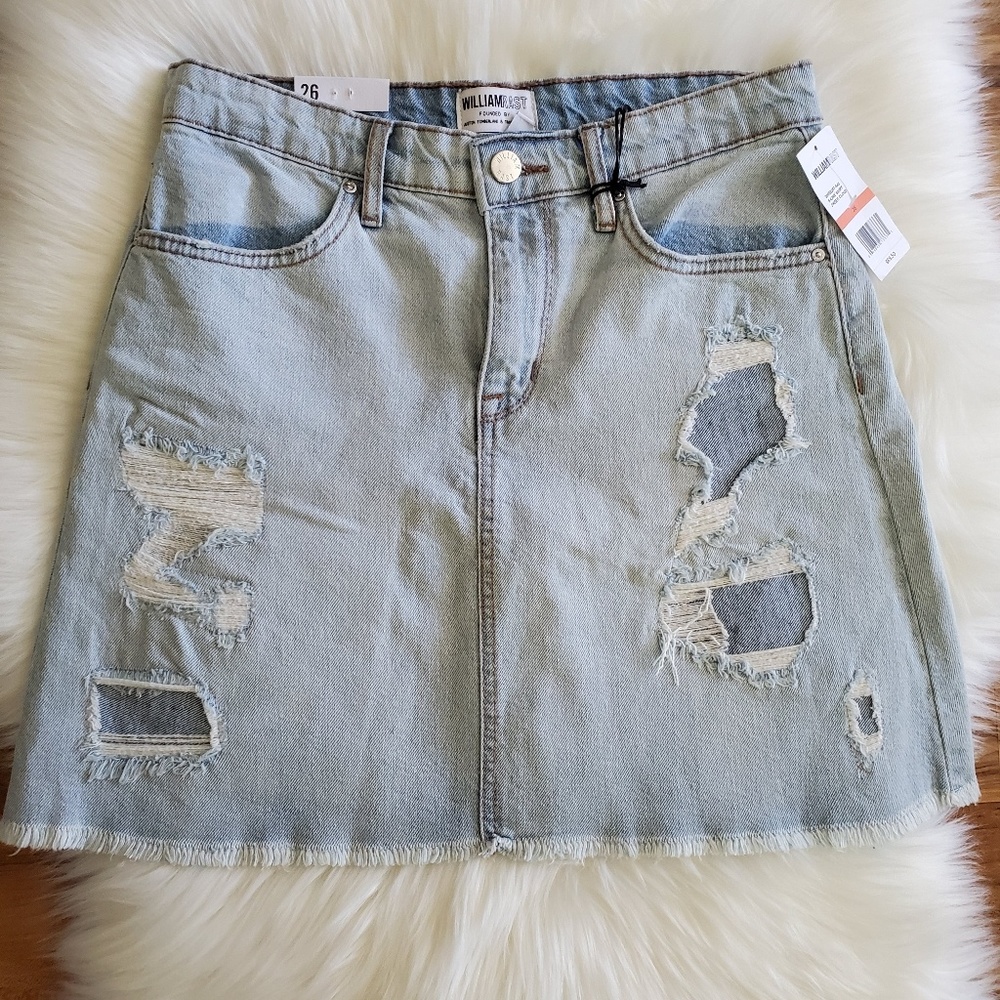 💜William Rast Distressed Denim Mini Skirt NWT